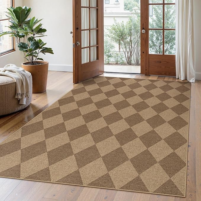 Lahome Checkered Easy Jute Indoor Outdoor Rug